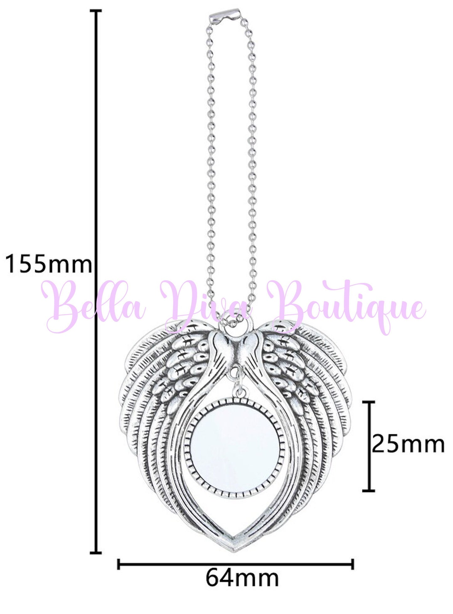 Personalized Memorial Photo Ornament, Antique Silver Wings