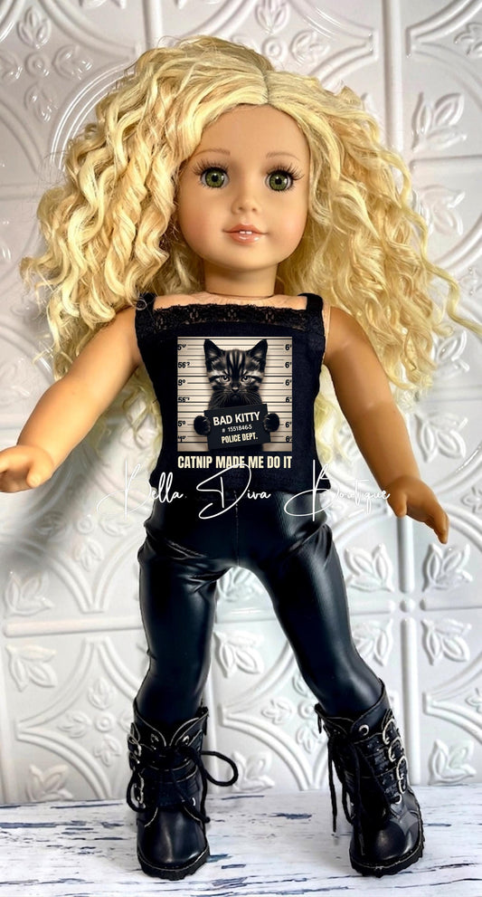Custom Design 18-Inch Doll Black Tank Top | Personalized Sleeveless Tee
