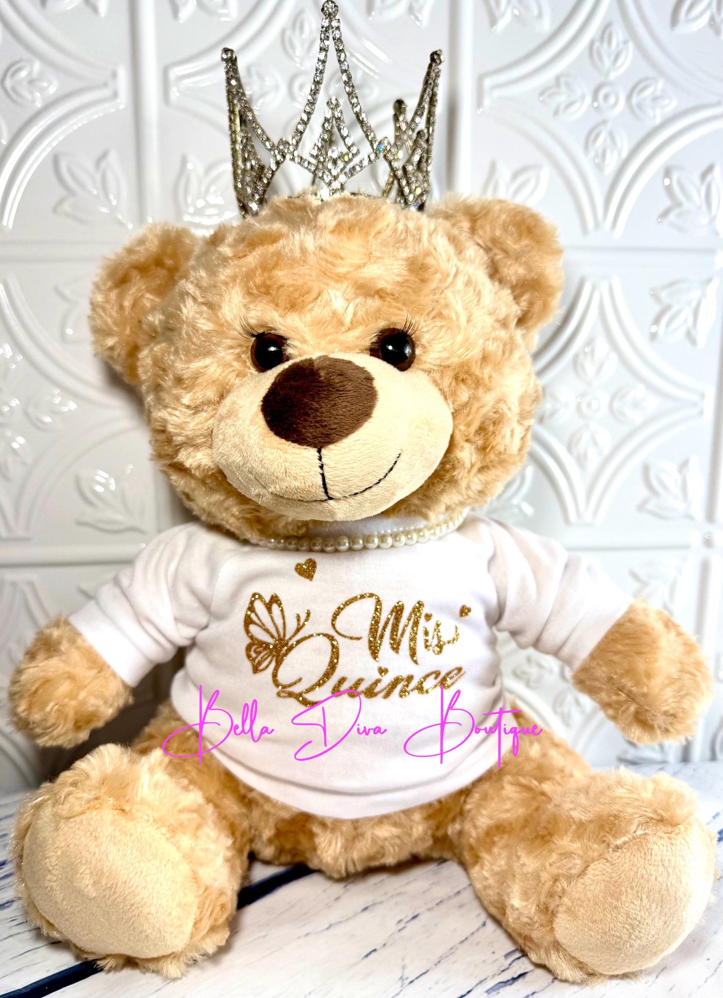 MIS QUINCE Personalized Teddy Bear Shirt: Custom Design Quinceañera Birthday Gift Made to fit most 14 inch Bears