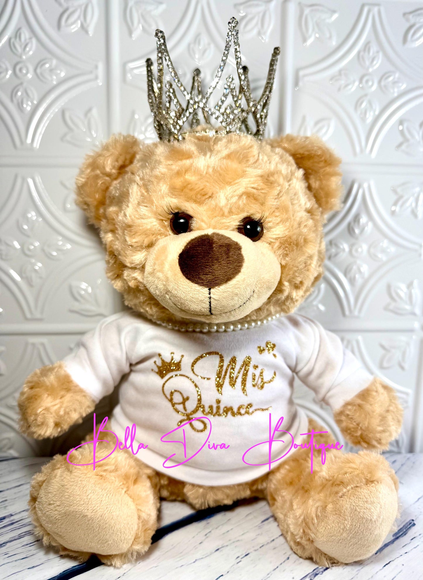 MIS QUINCE Personalized Teddy Bear Shirt: Custom Design Quinceañera Birthday Gift Made to fit most 14 inch Bears