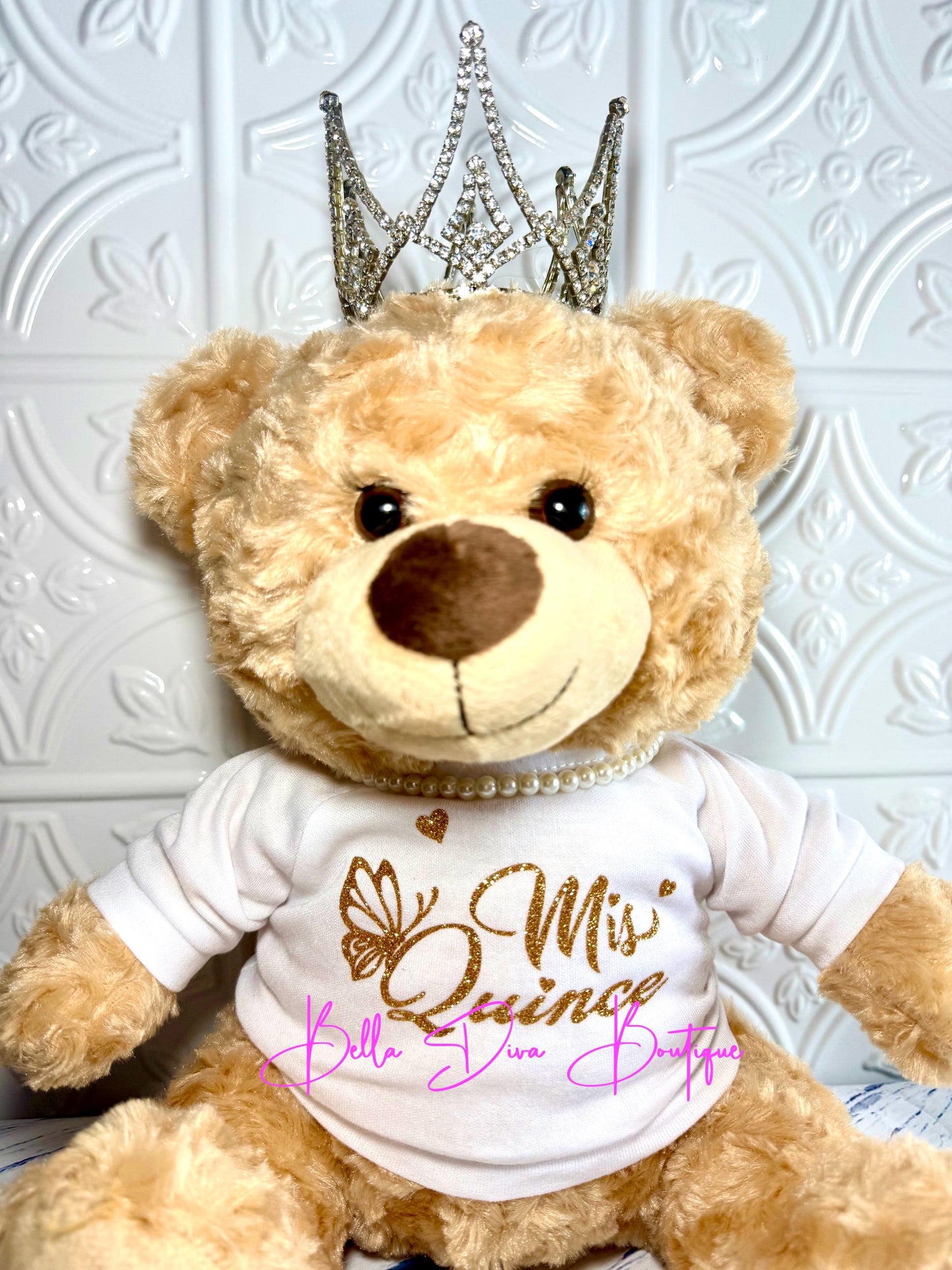 MIS QUINCE Personalized Teddy Bear Shirt: Custom Design Quinceañera Birthday Gift Made to fit most 14 inch Bears