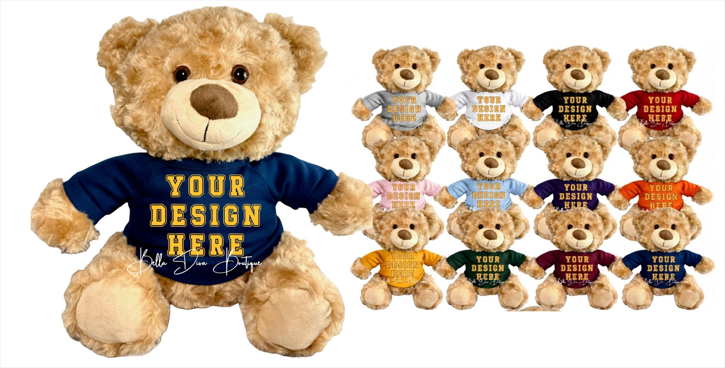 CUSTOM DESIGN Teddy Bear Shirt-PERSONALIZED Name Daddy Hug Bear, Animals Plushies Gift T-Shirt, Photo & Text Tee made to fit 14" Bears