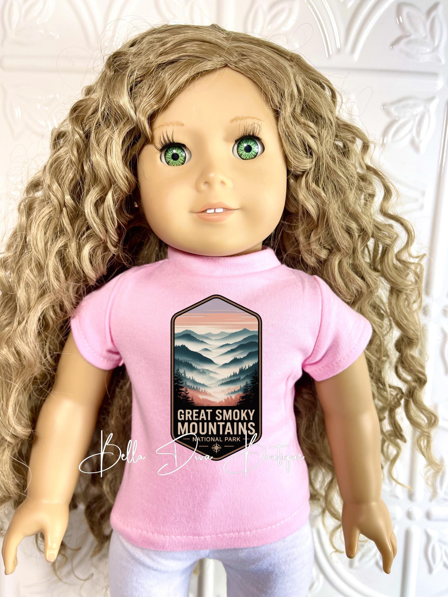 NATIONAL PARKS  18" Girl Doll T-shirts- CUSTOM Design Tees-Logo Graphic Tops Designed to fit 18 Inch Dolls