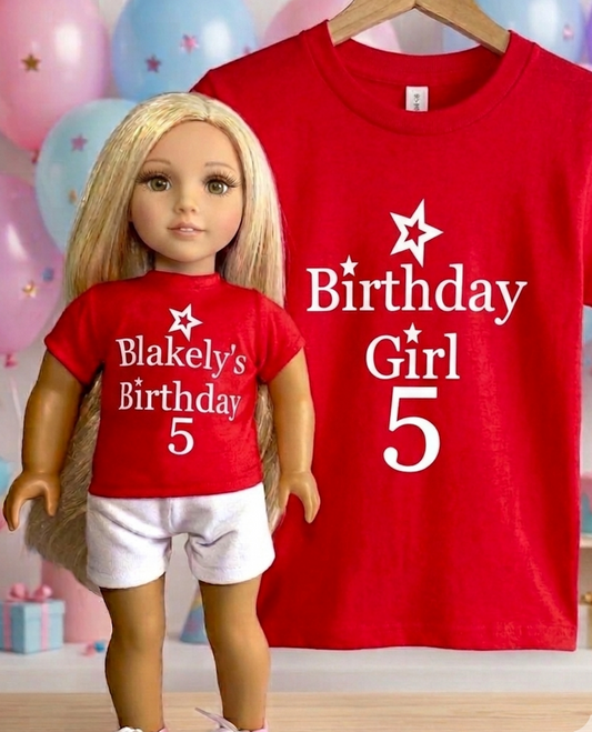 BIRTHDAY GIRL 5 & DOLL Matching Tees (Copy)