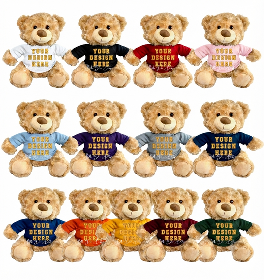 CUSTOM DESIGN Teddy Bear T-Shirt- Personalized Tee fits most Stuffed 14" Animals Plushies