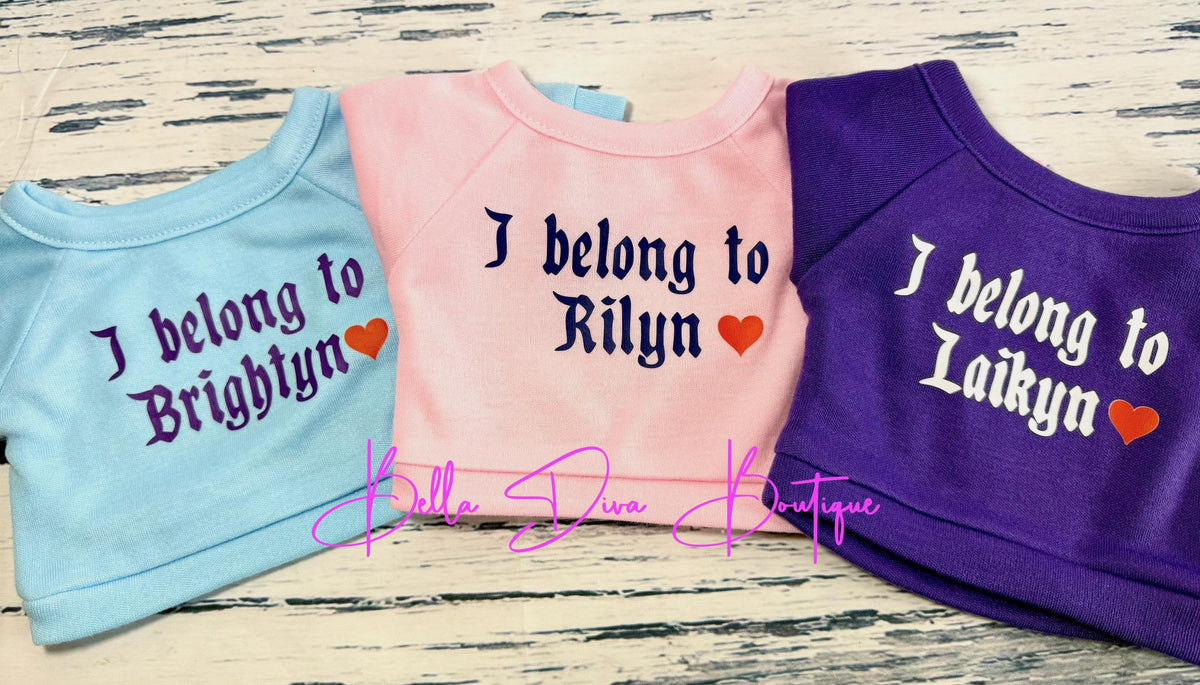 CUSTOM DESIGN Teddy Bear Shirt-PERSONALIZED Name Daddy Hug Bear, Animals Plushies Gift T-Shirt, Photo & Text Tee made to fit 14" Bears