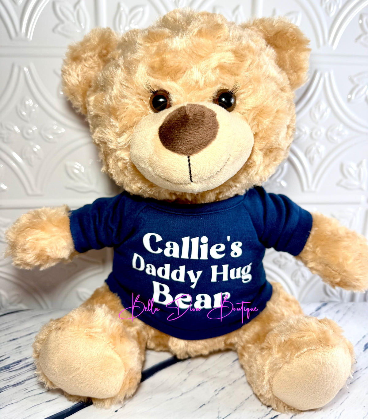 CUSTOM DESIGN Teddy Bear Shirt-PERSONALIZED Name Daddy Hug Bear, Animals Plushies Gift T-Shirt, Photo & Text Tee made to fit 14" Bears